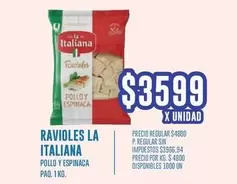La Italiana - RAVIOLES POLLO Y ESPINACA
