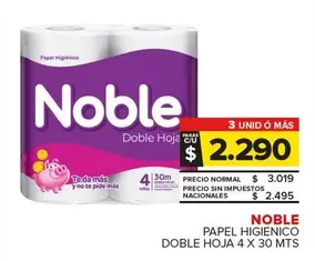 Noble - Papel Higienico Doble Hoja