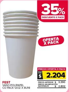 X$ - VASO POLIPAPEL CO PACK 12OZ X 8UNI