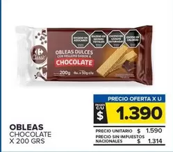 Carrefour - OBLEAS DULCES CON RELLENO SABOR A CHOCOLATE