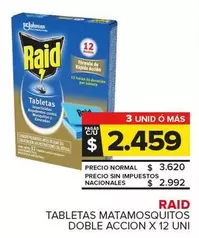 Raid - Tabletas Matamosquitos Doble Acción