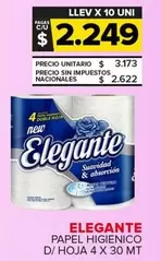 Elegante - PAPEL HIGIENICO D/ HOJA 4 X 30 MT