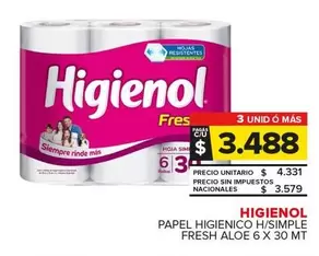 Higienol - PAPEL HIGIENICO H/SIMPLE FRESH ALOE