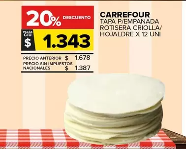 Carrefour - TAPA P/EMPANADA ROTISERA CRIOLLA/ HOJALDRE X 12 UNI
