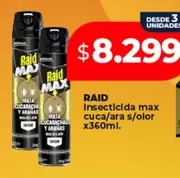Raid - Insecticida max cuca/ara s/olor