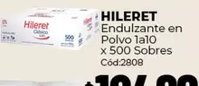 Hileret - Endulzante en Polvo 1a10 x 500 Sobres Cód:2808
