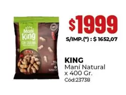 King - Maní Natural x 400 Gr.