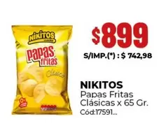 Nikitos - Papas Fritas Clásicas x 65 Gr. Cód:17591