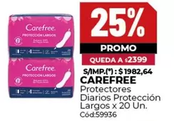 Carefree - Protectores Diarios Protecci
uevo
LARGOS x 20 Un. C
uevo
d:59936