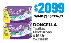 Doncella - Toallas Nocturnas x 16 Un. Cód:59830