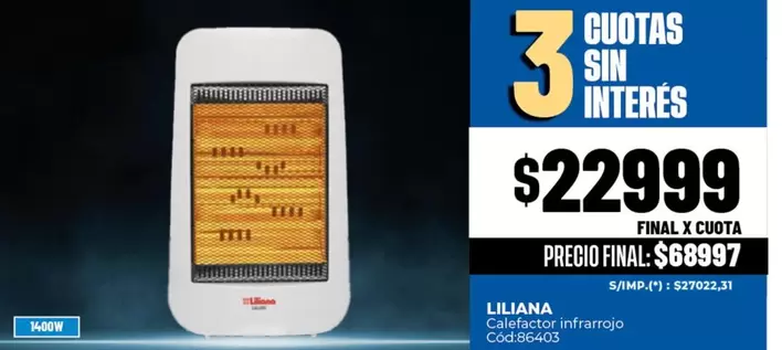 Liliana - Calefactor infrarrojo Cod B6403