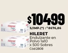 Hileret - Endulzante en Polvo 1a10 x 500 Sobres Cód:2808