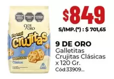 9 de oro - Galletitas Crujitas Clásicas x 120 Gr. Cód:33909