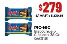 Pic-Nic - Bizcochuelo Clásico x 38 Gr. Cód:33125