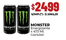 Monster - Energizante x 473 Ml. Cód:14340