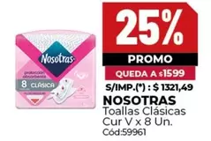 Nosotras - Toallas Clásicas Cur V x 8 Un. Cód:59961