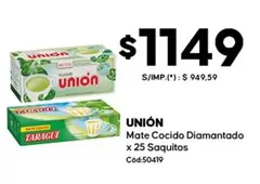 Unión - Mate Cocido Diamantado x 25 Saquitos Cód:50419