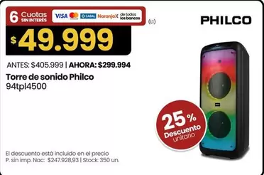 Philco - Torre de sonido 94tpl4500