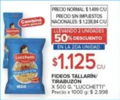 Lucchetti - FIDEOS TALLARÍN/TIRABUZON
