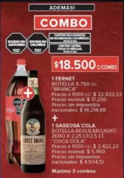 Coca cola - FERNET + GASEOSA COLA