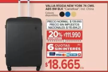 Carrefour - VALIJA RÍGIDA NEW YORK 74 CMS. ABS 8W BLK