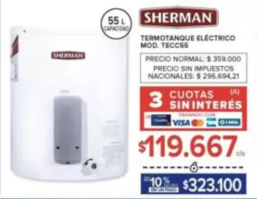 sherman - TERMOTANQUE ELÉCTRICO MOD. TECC55