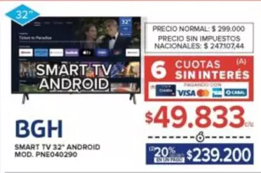BGH - SMART TV 32" ANDROID MOD. PNE040290