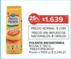Presto Pronta - POLENTA INSTANTÁNEA