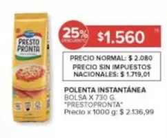 Presto Pronta - POLENTA INSTANTÁNEA
