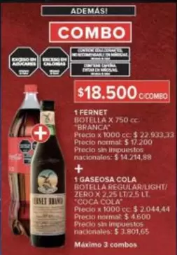 Coca cola - FERNET BRANCA + GASEOSA COLA