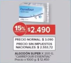 Carrefour - ALGODÓN SUPER X 200 G