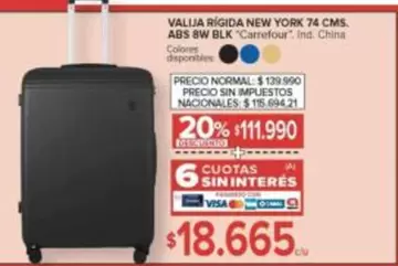 Carrefour - VALIJA RÍGIDA NEW YORK 74 CMS. ABS 8W BLK