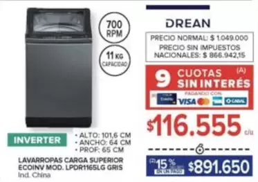 Drean - LAVARROPAS CARGA SUPERIOR ECOIN