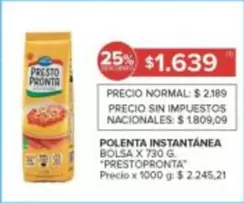 Presto Pronta - POLENTA INSTANTÁNEA