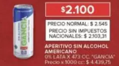 Gancia - APERITIVO SIN ALCOHOL AMERICANO
