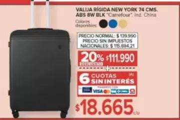 Carrefour - VALIJA RÍGIDA NEW YORK 74 CMS. ABS 8W BLK