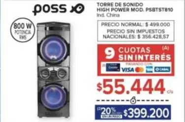 Poss - TORRE DE SONIDO HIGH POWER MOD. PSBTST810
