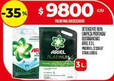 Ariel - Detergente Ropa Limpieza Profunda Quitmanchas