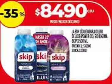 Skip - JABÓN LÍQUIDO PARA DILUIR DELUXE POWER OX/ BIO ENZIMA SKIP X 500 ML
