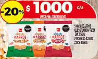 SNACK DE ARROZ QUESO JAMON PIZZA
