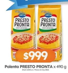 Arcor - Polenta PRESTO PRONTA