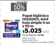 Higienol - Papel higi
uevo HIENOL MAX hoja simple