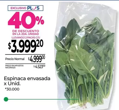 Espinaca envasada