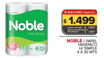 Noble - Papel Higi00enico H/ Simple