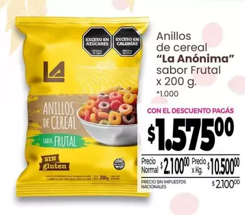 La Anónima - Anillos de cereal sabor Frutal