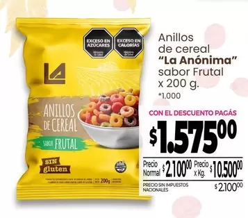 La Anónima - Anillos de cereal sabor Frutal