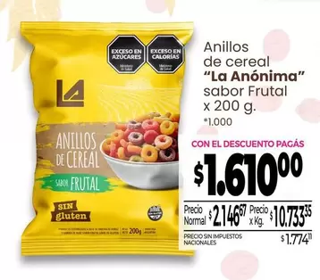 La Anónima - Anillos de cereal sabor Frutal