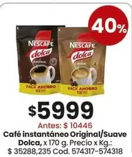 Nescafé - Café instantáneo Original/Suave Dolca