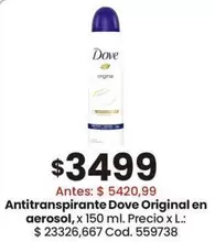 Dove - Antitranspirante Original en aerosol