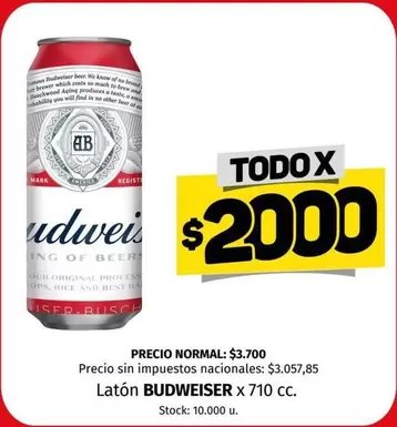 Budweiser - Latón x 710 cc.